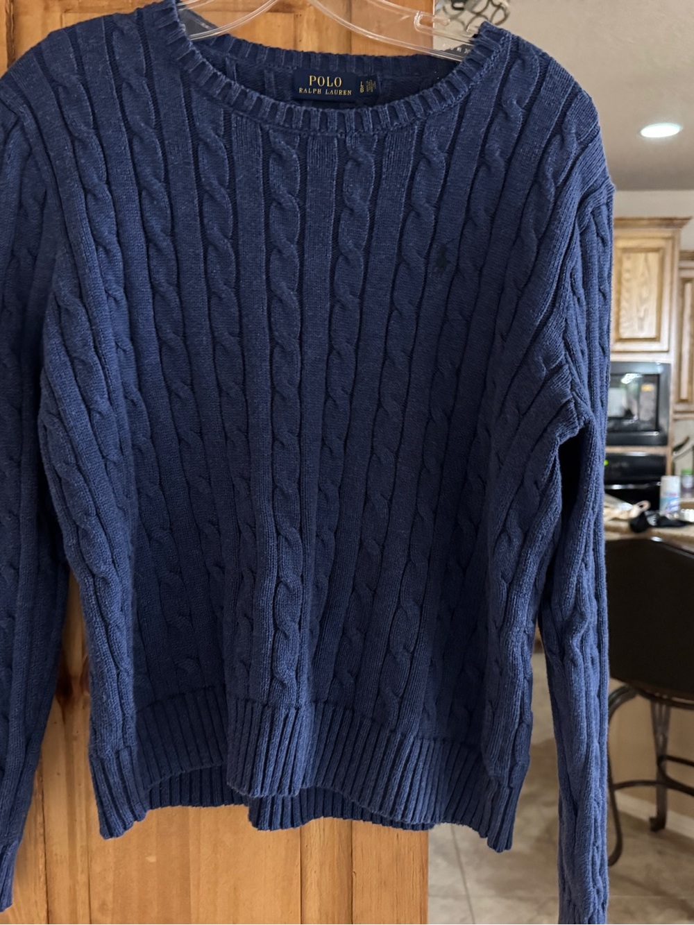 Classic Polo Ralph Lauren cable-knit sweater in a beautiful navy